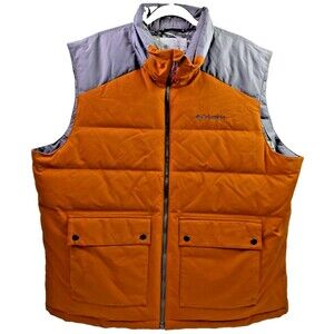 Columbia Winter Challenger Vest Mens Medium Orange Canvas Down Puffer Jacket